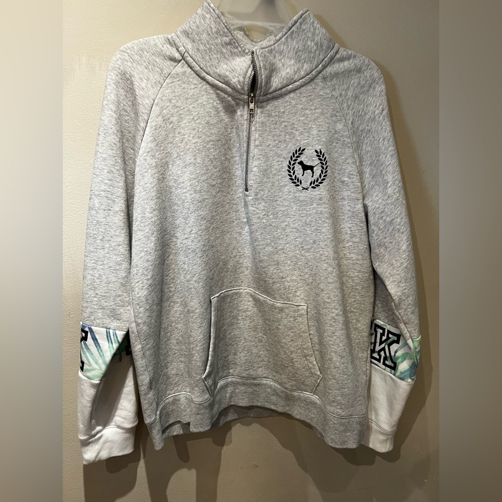 PINK tropical 1/4 zip sweatshirt. Excellent used condition.